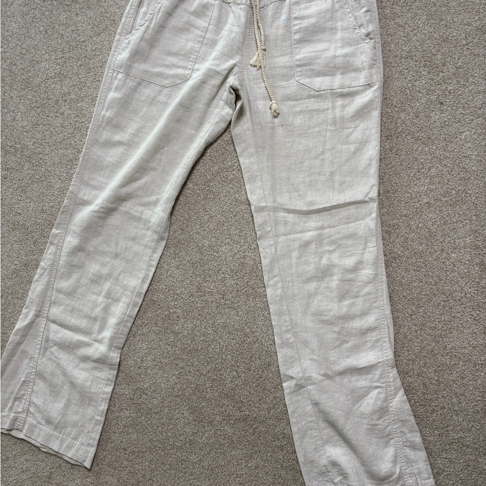 Roxy Cream Straight Leg Pants with Relaxed Fit